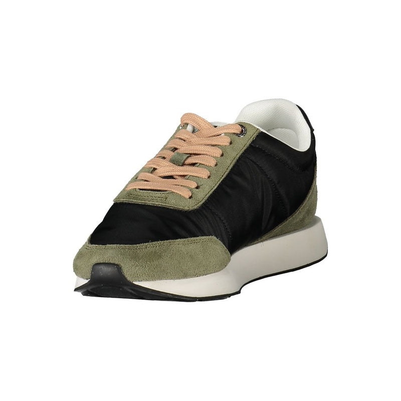 Calvin Klein Black Leather Women Sneaker with Green Accents