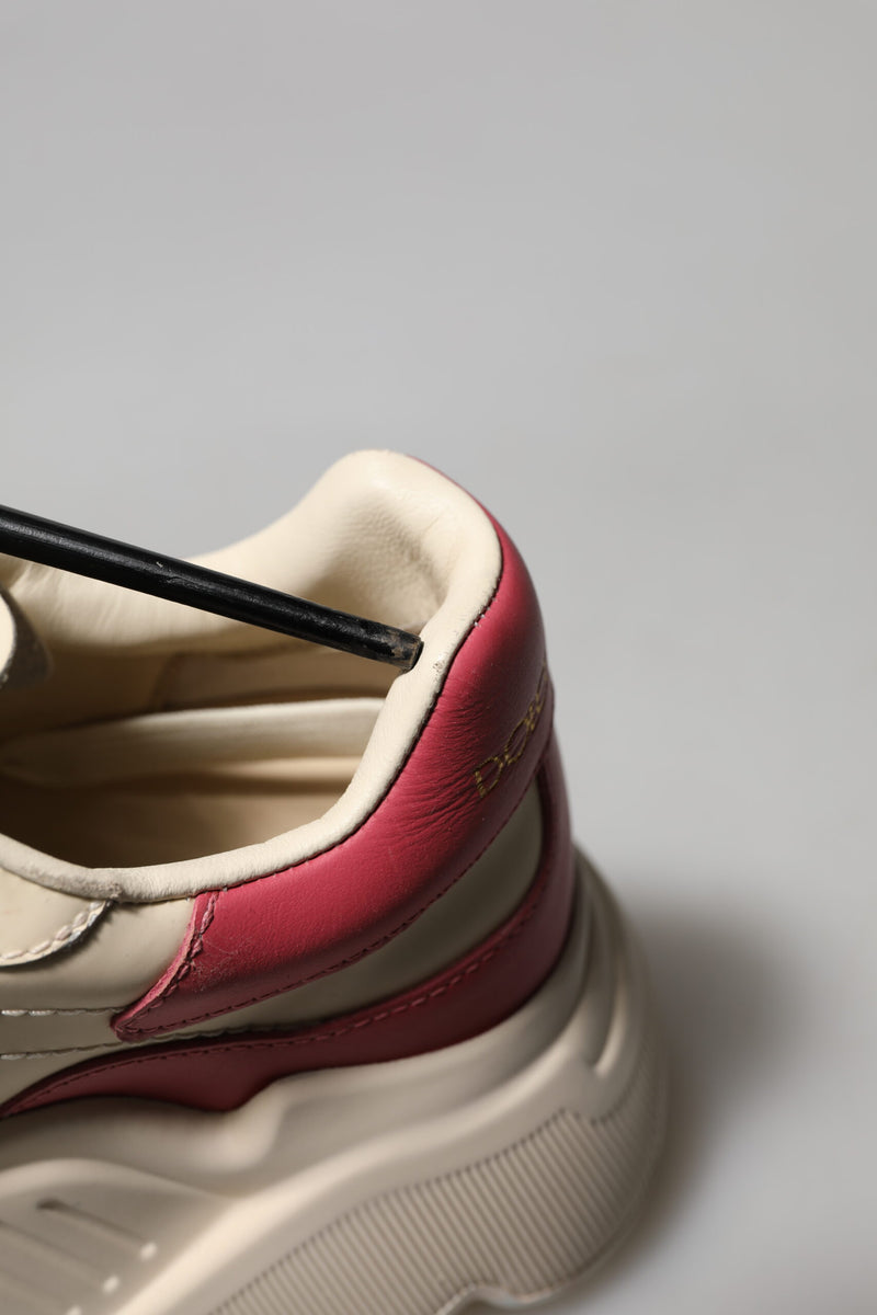 Dolce & Gabbana White Pink Leather Daymaster Sneakers