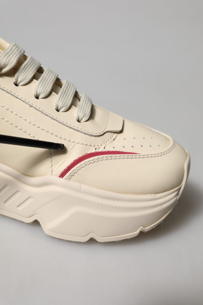 Dolce & Gabbana White Pink Leather Daymaster Sneakers