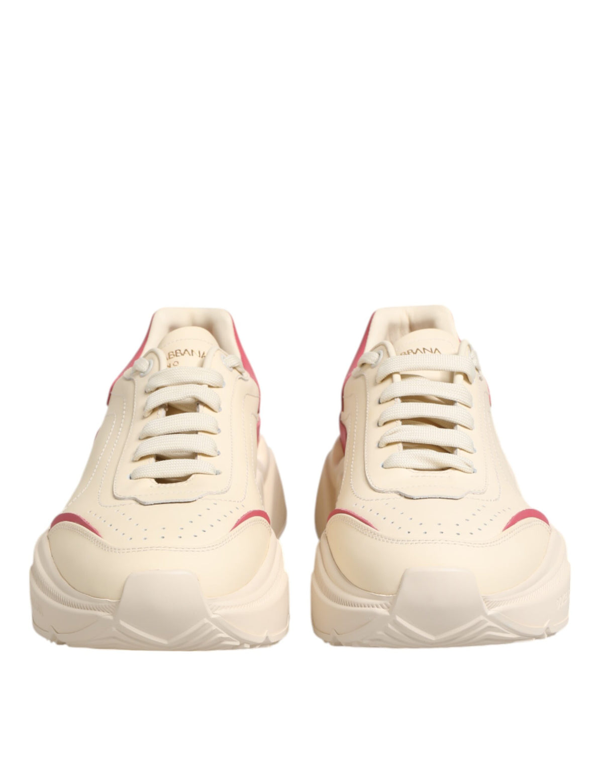 Dolce & Gabbana White Pink Leather Daymaster Sneakers