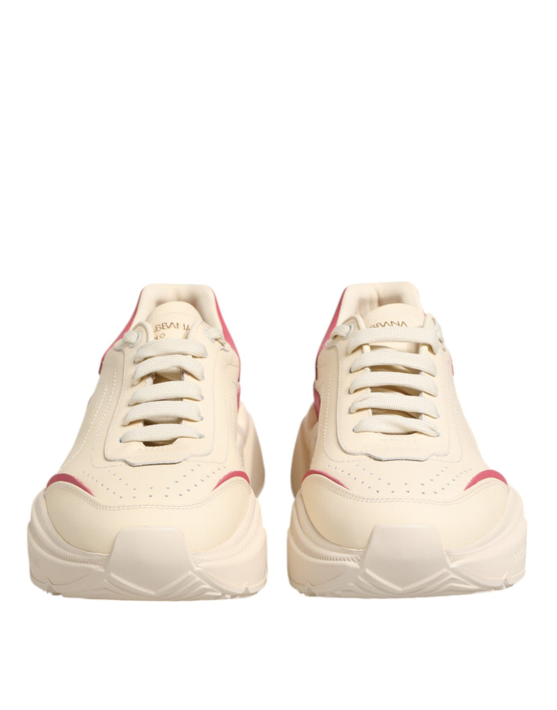 Dolce & Gabbana White Pink Leather Daymaster Sneakers
