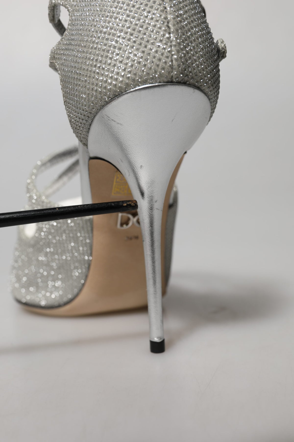 Dolce & Gabbana Sandales à Talons Argentés Shimmers