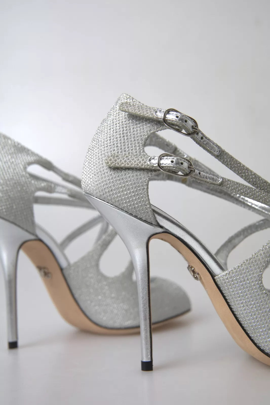 Dolce & Gabbana Sandales à Talons Argentés Shimmers