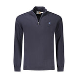 Timberland Blue Wool Men Sweater - Stylish Half-Zip Design