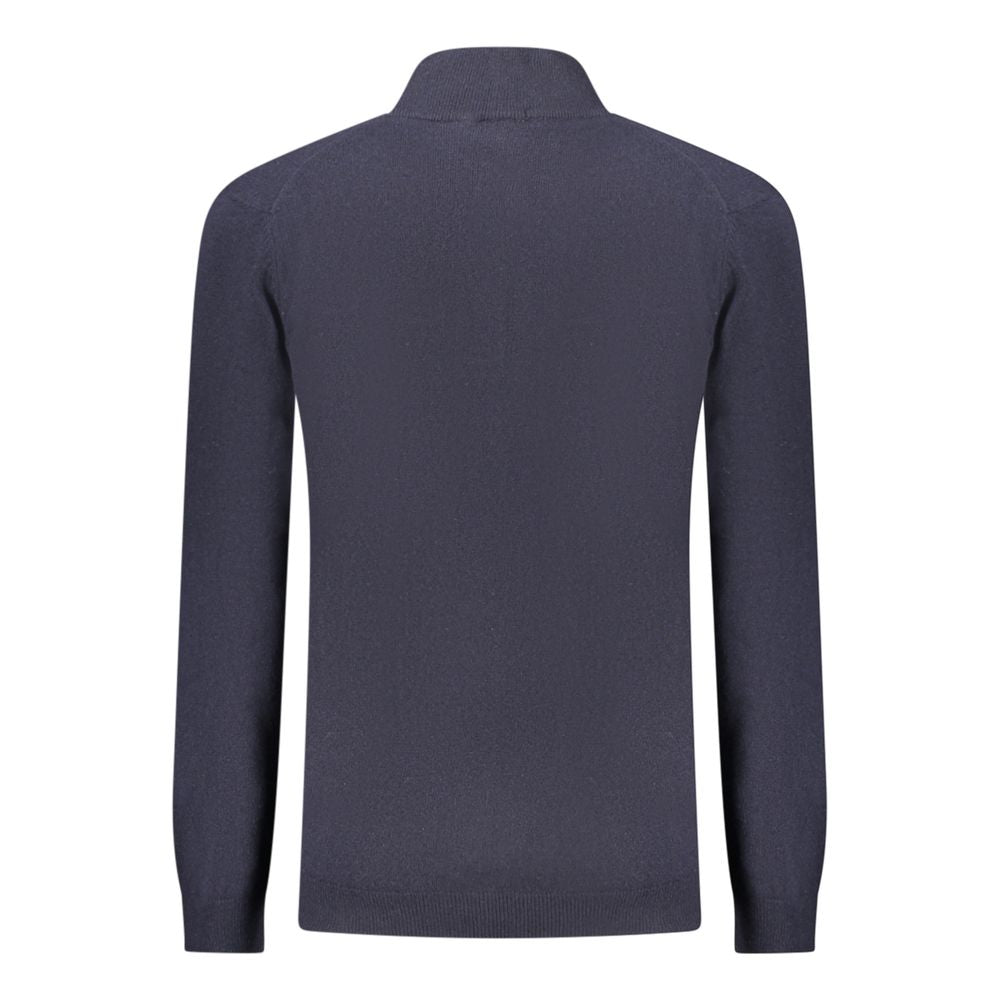 Timberland Blue Wool Men Sweater - Stylish Half-Zip Design