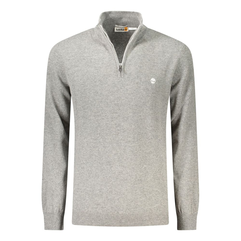 Timberland Grey Wool Men Sweater - Stylish Half Zip Design