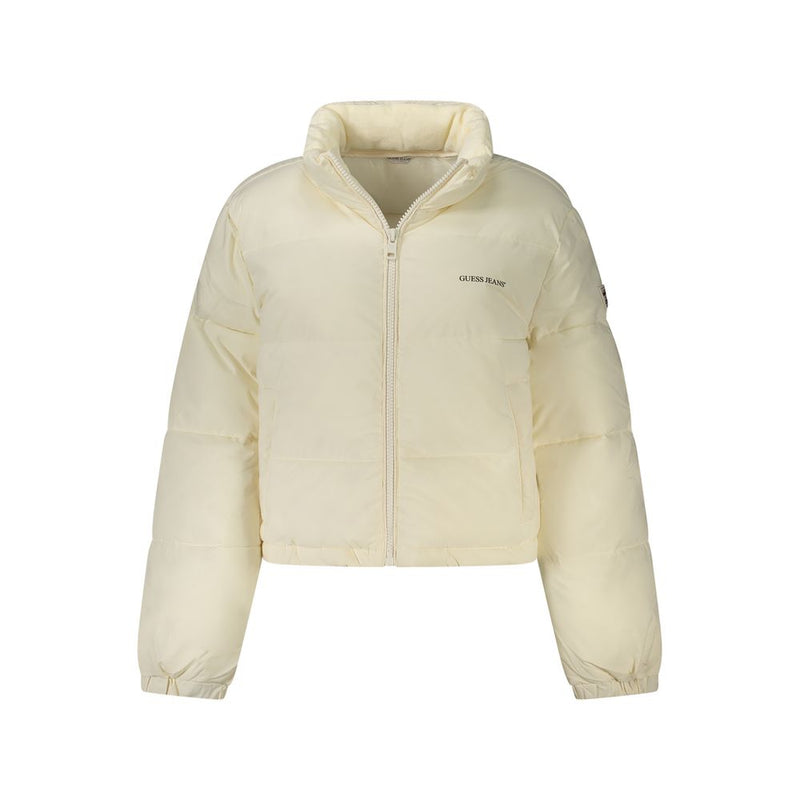Guess Jeans Women's White Polyester Jacket - Eco-Friendly Style