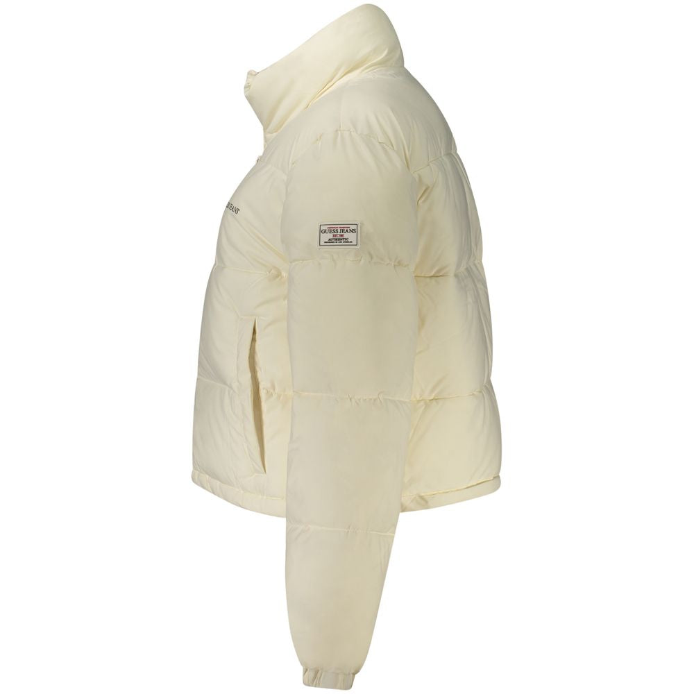 Guess Jeans Women's White Polyester Jacket - Eco-Friendly Style