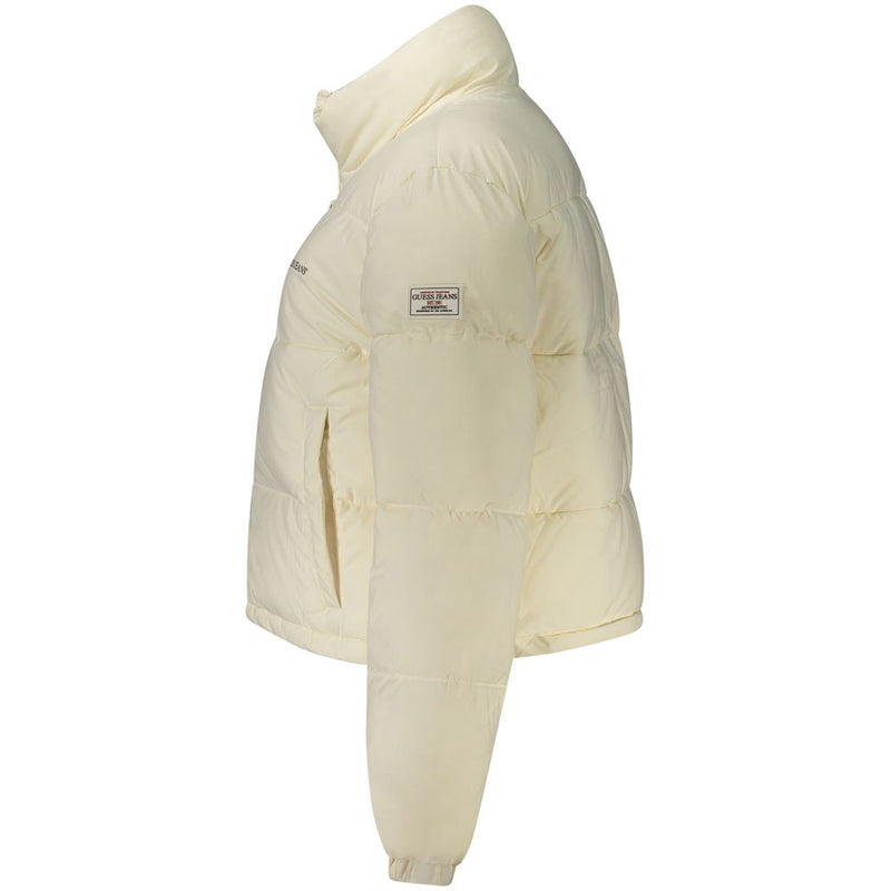 Guess Jeans Women's White Polyester Jacket - Eco-Friendly Style