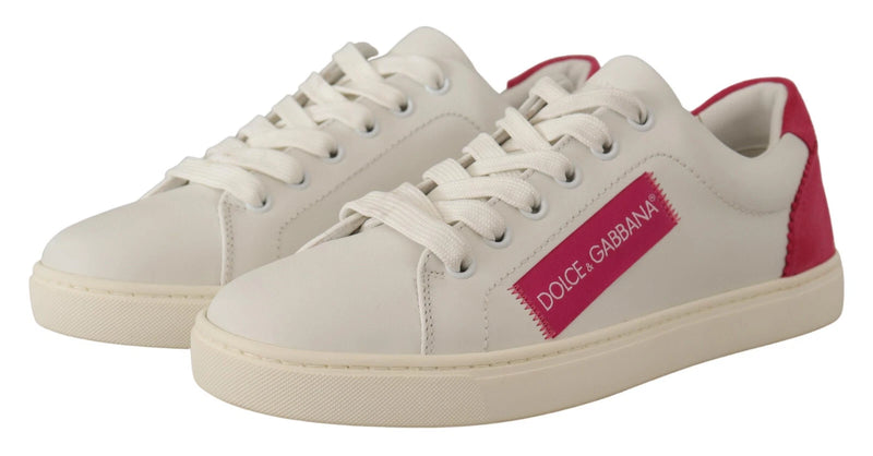 Dolce & Gabbana White Suede Leather Low Top Sneakers