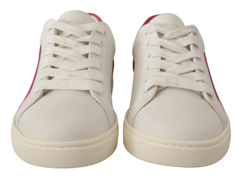 Dolce & Gabbana White Suede Leather Low Top Sneakers