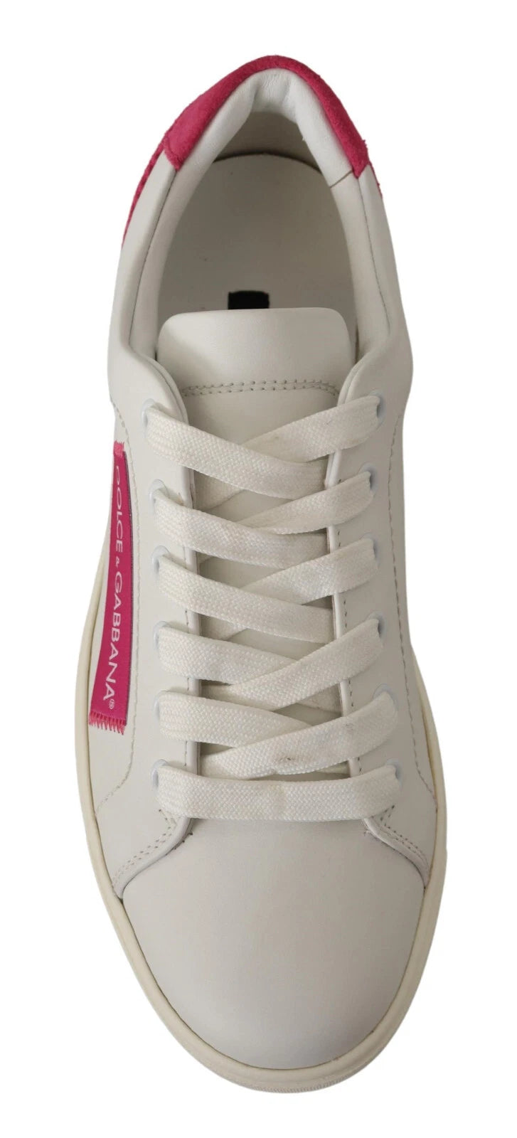 Dolce & Gabbana White Suede Leather Low Top Sneakers