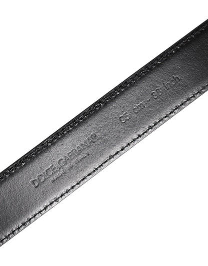 Dolce &amp; Gabbana Zwarte Kalfsleren Zilveren Metalen Gesp Riem