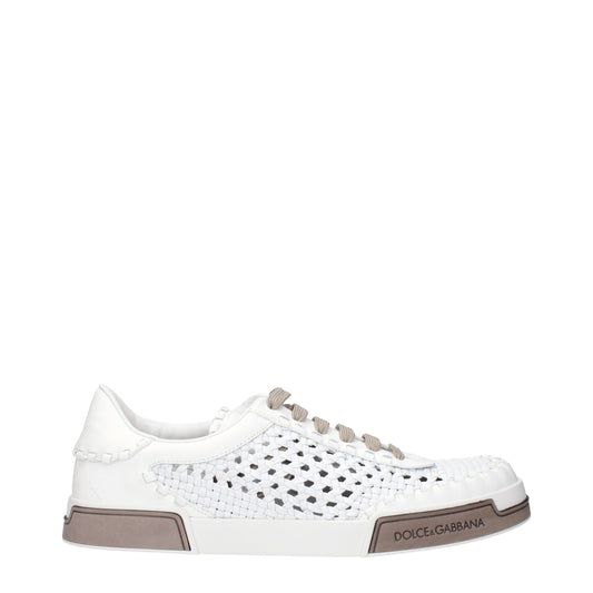 Baskets basses en cuir blanc Dolce &amp; Gabbana