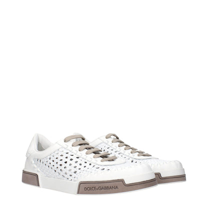 Baskets basses en cuir blanc Dolce &amp; Gabbana