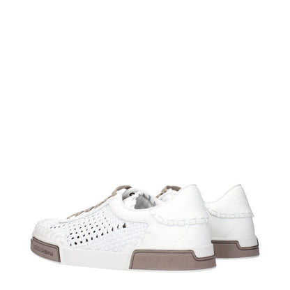 Baskets basses en cuir blanc Dolce &amp; Gabbana