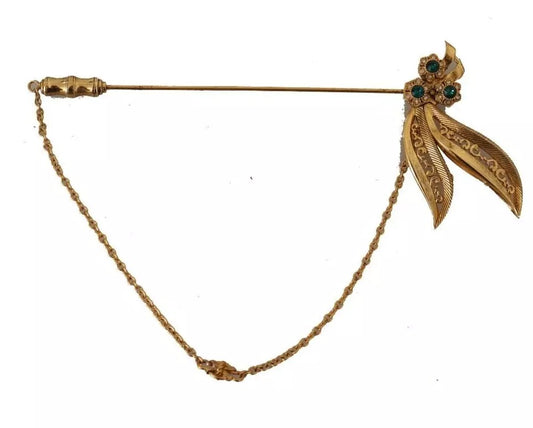 Dolce &amp; Gabbana Broche van 925 sterling zilver met gouden details en kristallen ketting.