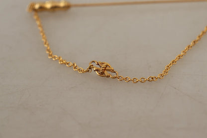 Dolce &amp; Gabbana Broche van 925 sterling zilver met gouden details en kristallen ketting.