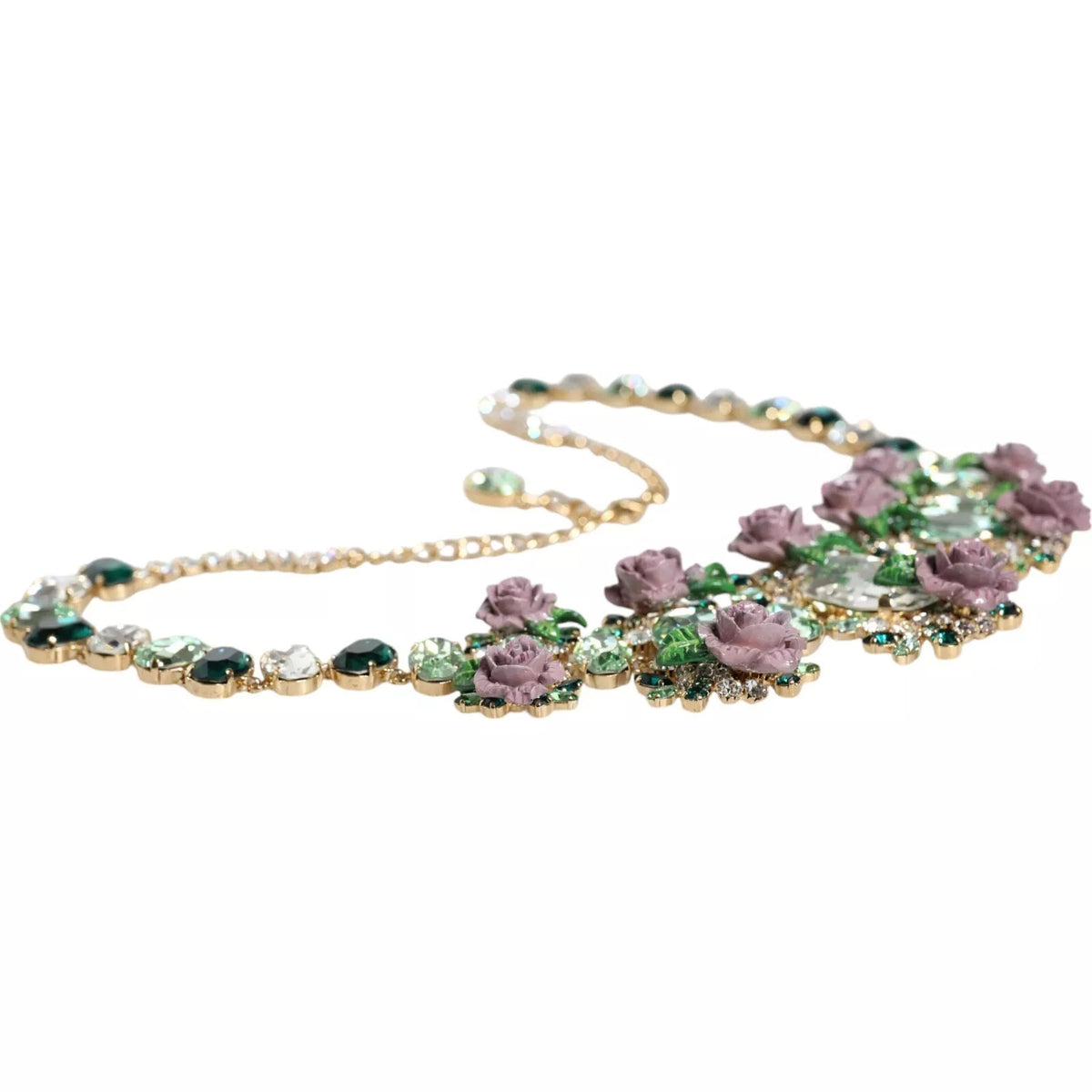 Collier en Chaîne en Laiton Doré avec Cristaux Pétales de Rose - Dolce & Gabbana