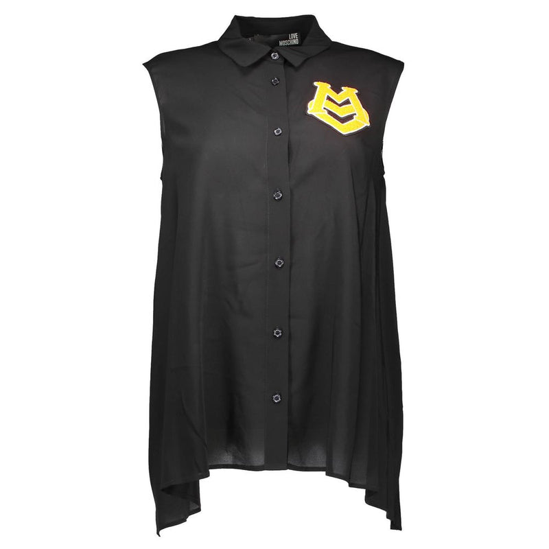 Love Moschino Black Viscose Shirt - Sleeveless Italian Collar
