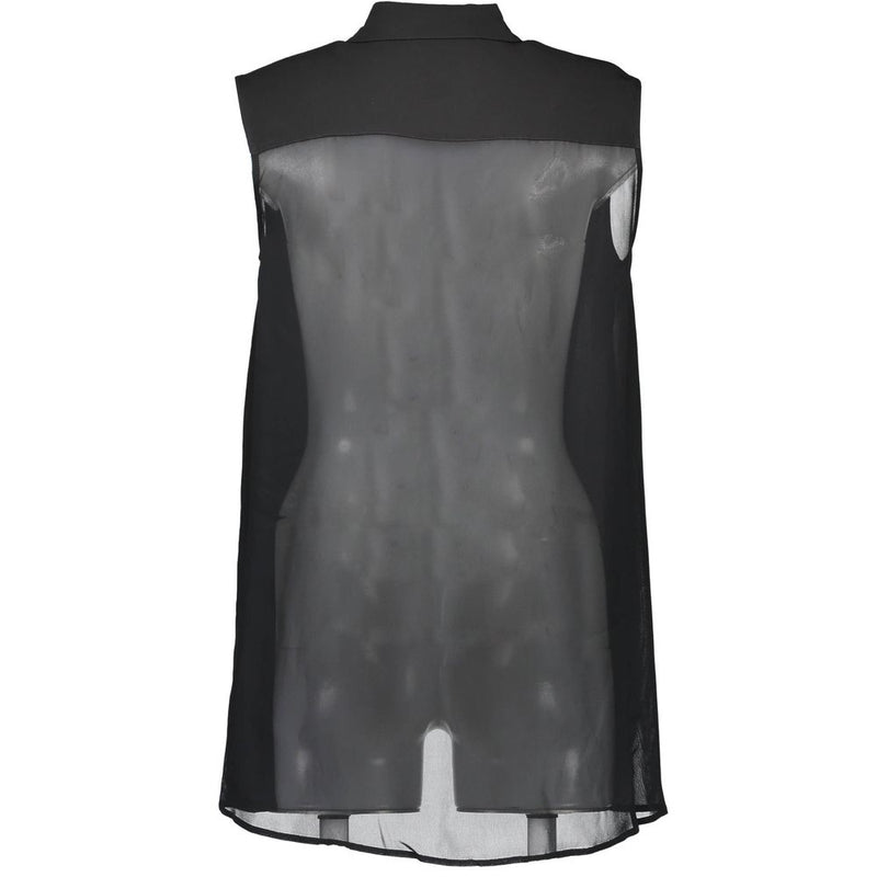 Love Moschino Black Viscose Shirt - Sleeveless Italian Collar