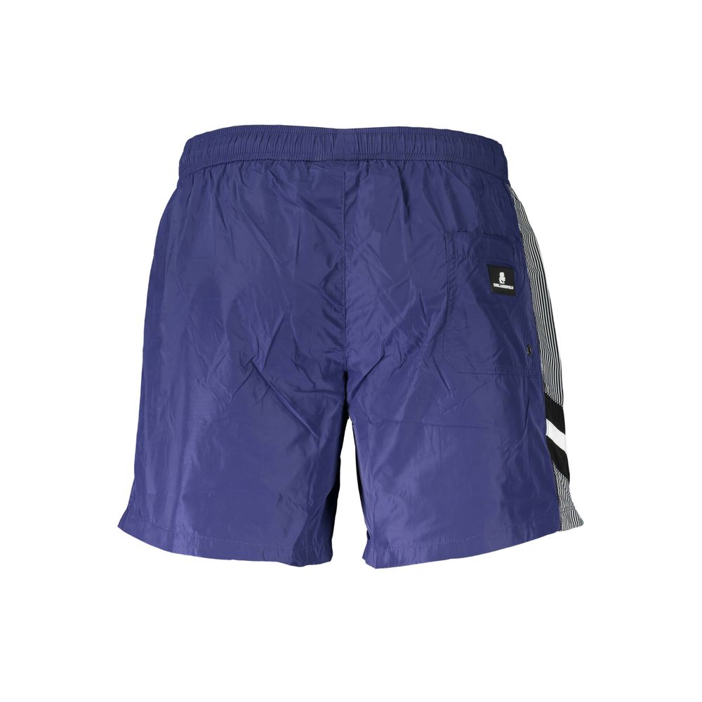 Karl Lagerfeld Blue Polyester Swimwear - Medium Sea Boxer