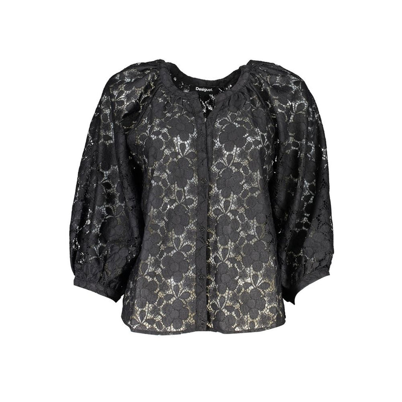 Desigual Black Polyester Shirt - Stylish Long Sleeve Top