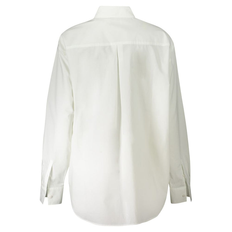 Chemise en Coton Blanc Calvin Klein - Manches Longues avec Col Italien