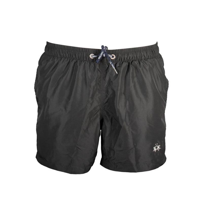 La Martina Black Polyester Swimwear - Comfort and Style for Men