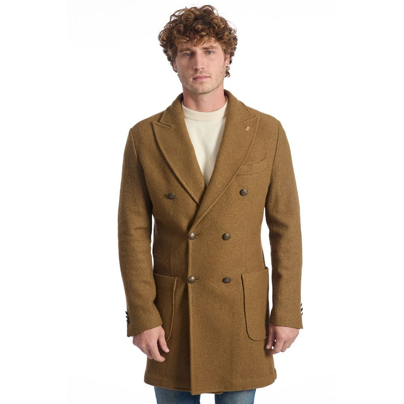 Roberto Pepe Luxe Bruine Wollen Herenjas