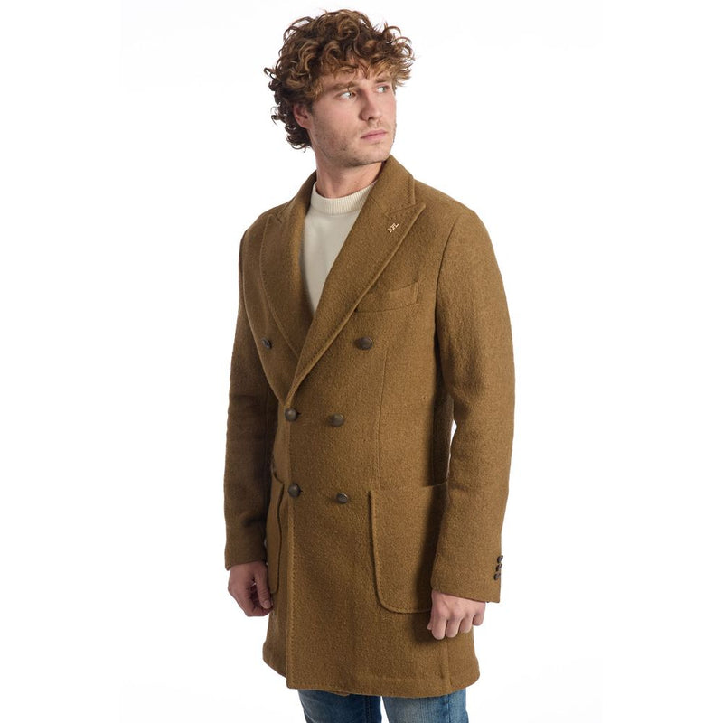 Roberto Pepe Luxe Bruine Wollen Herenjas
