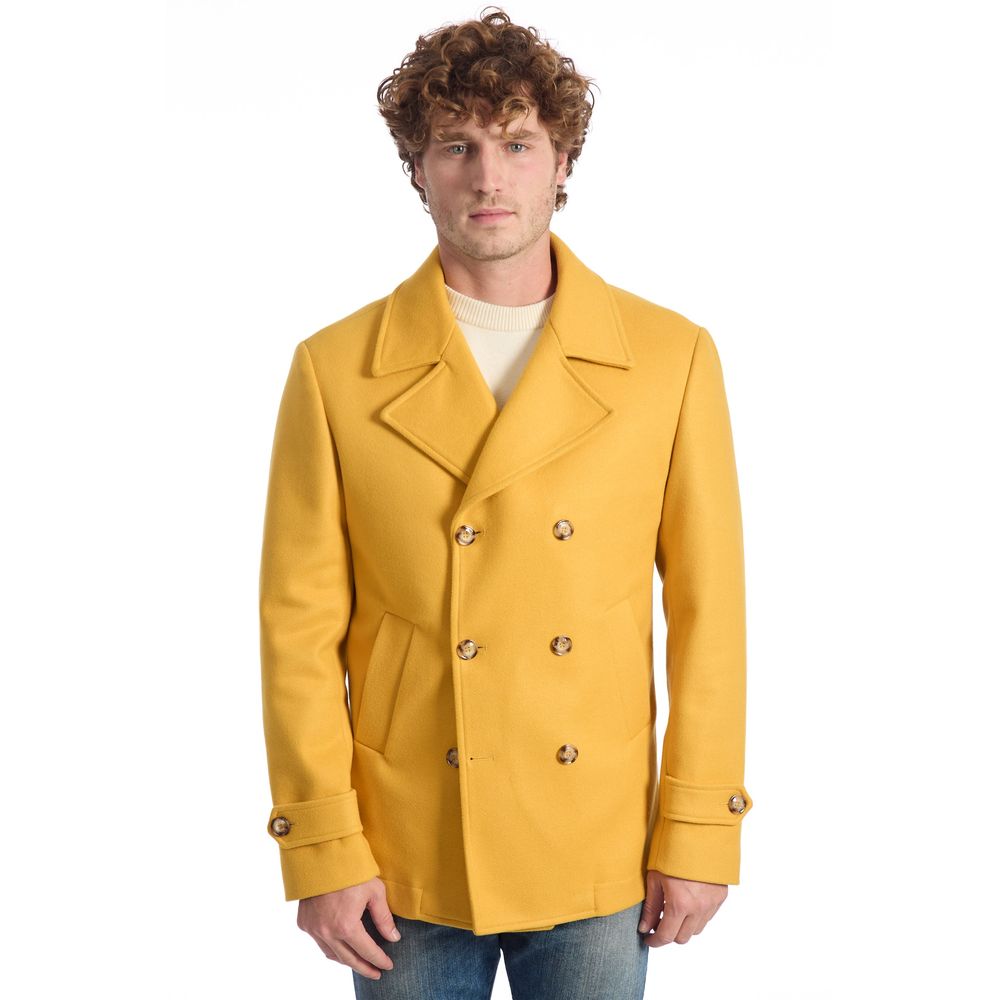 Roberto Pepe Luxury Manteau Court en Laine Jaune pour Homme