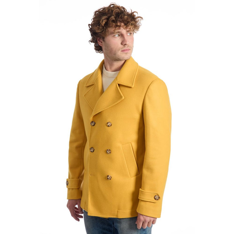 Roberto Pepe Luxury Manteau Court en Laine Jaune pour Homme