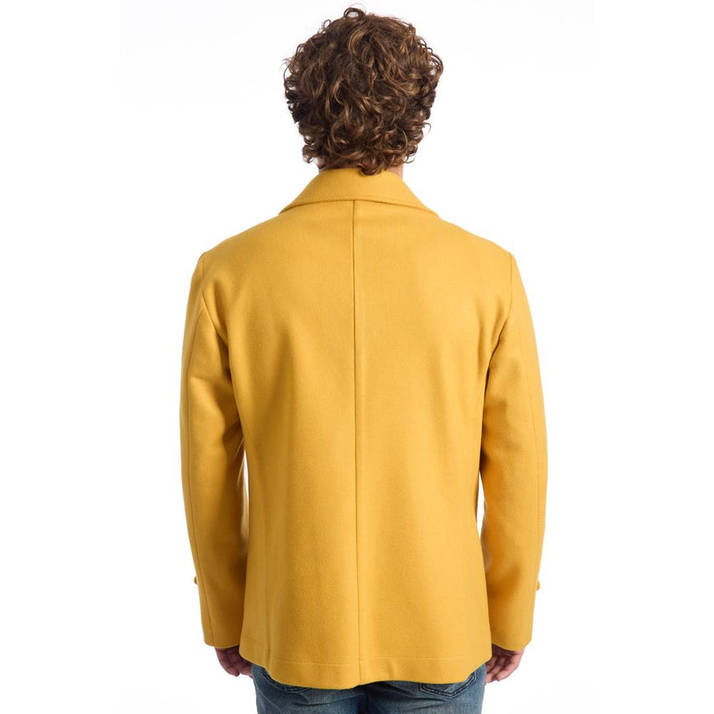 Roberto Pepe Luxury Manteau Court en Laine Jaune pour Homme
