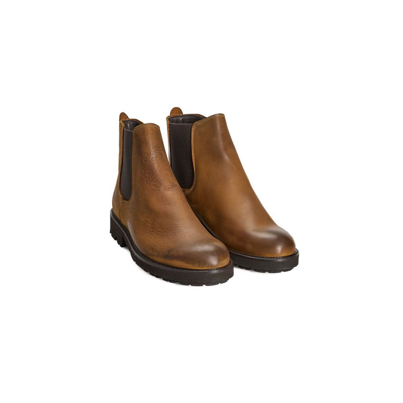Roberto Pepe Luxury Brown Calfskin Men's Chelsea Boots