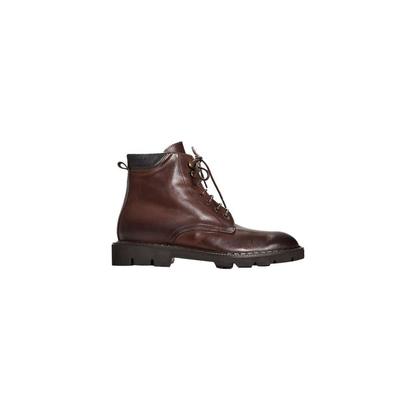 Roberto Pepe Luxury Brown Calfskin Lace-Up Boots for Men