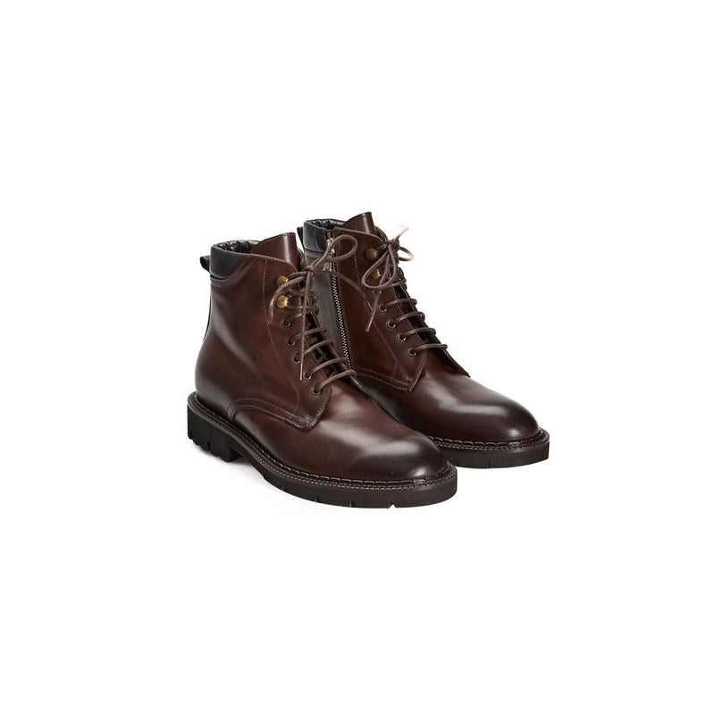 Roberto Pepe Luxury Brown Calfskin Lace-Up Boots for Men