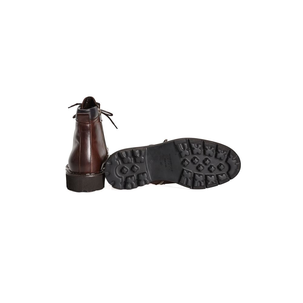 Roberto Pepe Luxury Brown Calfskin Lace-Up Boots for Men