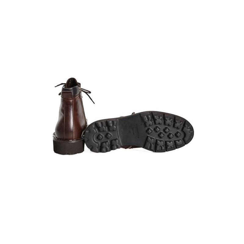 Roberto Pepe Luxury Brown Calfskin Lace-Up Boots for Men