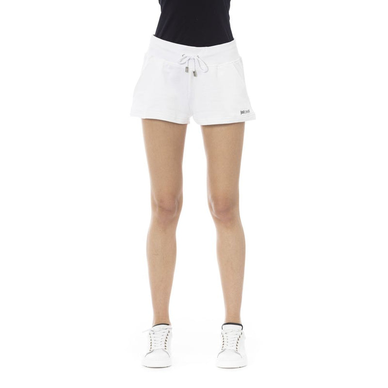 Just Cavalli Women's White Cotton Sweat Shorts - Stylish Comfort