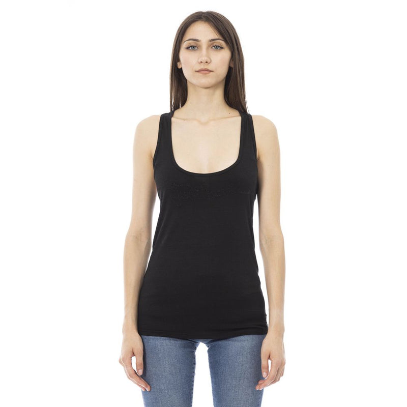 Just Cavalli Black Viscose Tank Top - Élégant et Confortable