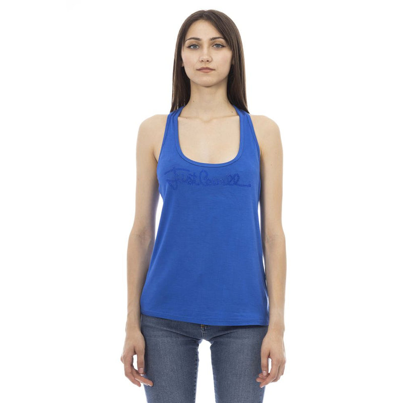 Just Cavalli Blue Viscose Tank Top - Élégant et Confortable