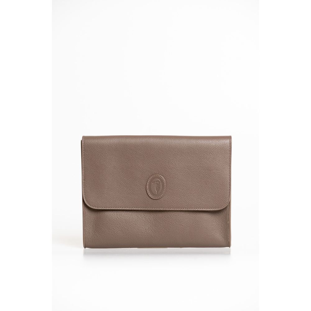 Trussardi Brown Polyester Men Clutch - Elegant and Practical
