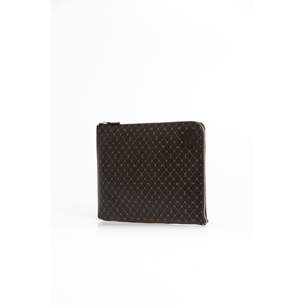 Trussardi Black Leather Men Clutch - Elegant and Stylish