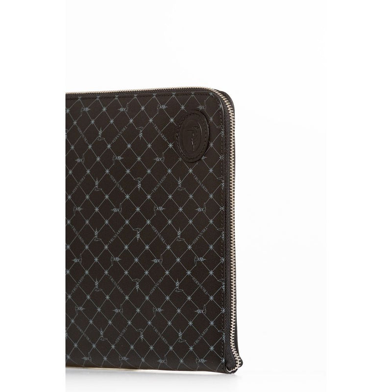 Trussardi Black Leather Men Clutch - Elegant and Stylish