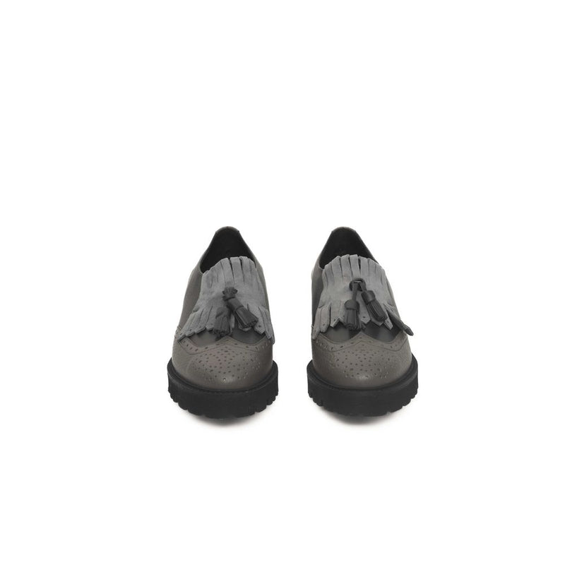 Cerruti 1881 Gray Cowhide Women Loafer - Élégance Intemporelle