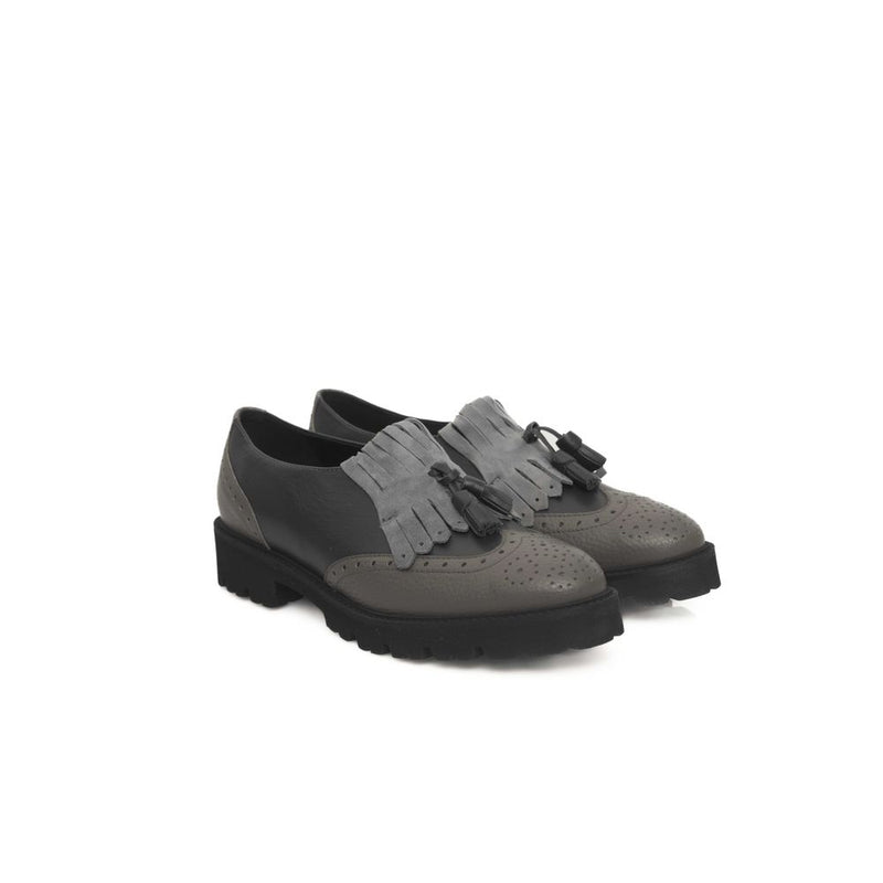 Cerruti 1881 Gray Cowhide Women Loafer - Élégance Intemporelle