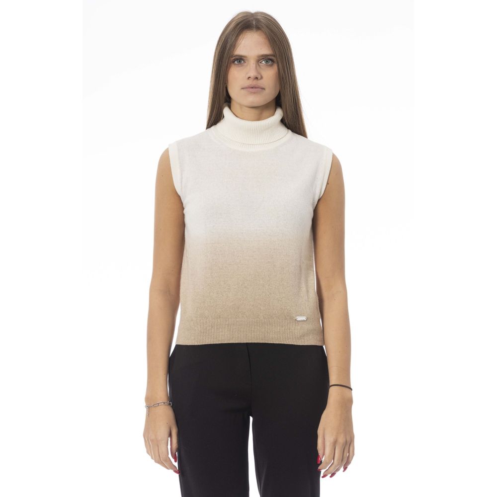 Baldinini Trend White Wool Women Sweater - Luxurious Turtleneck Vest