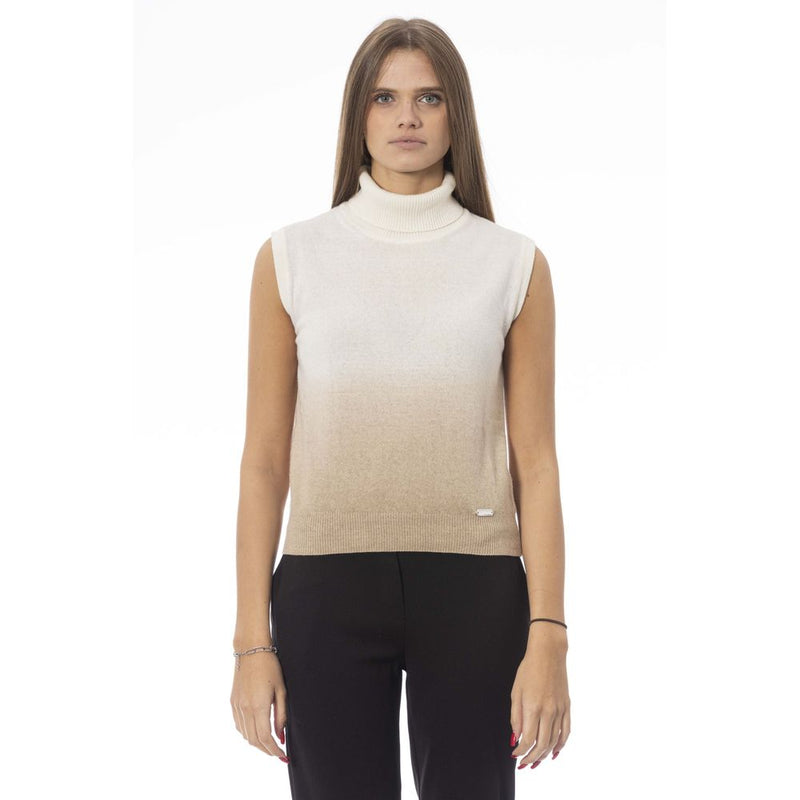 Baldinini Trend White Wool Women Sweater - Luxurious Turtleneck Vest