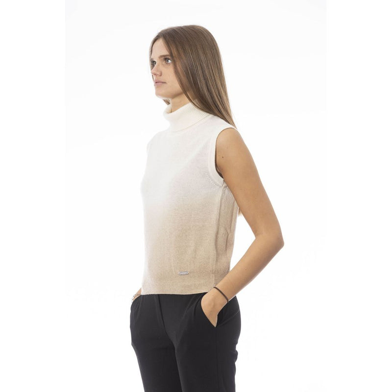 Baldinini Trend White Wool Women Sweater - Luxurious Turtleneck Vest